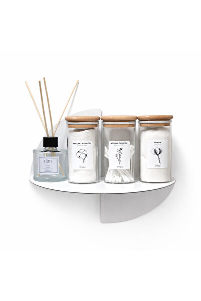 VENON Egzotik BEYAZ Metal Yar Duvar Rafı – Dekoratif Half Moon Shelf – Modern...