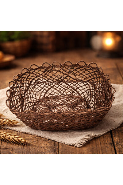 Generic Brand Kancaev Abaka سلة خبز من القش الرفيع محبوكة يدويًا 14x12x7 سم 1...
