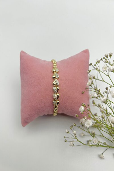 SEHERDEN Heart Detailed Stoned Anti-Tarnish Steel Women's Bracelet - Adjustable