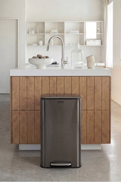 5FIVE Delta 30 L Kare Pedallı Çöp Kovası - Yavaş Kapanma, Metal Gövde, Kolay ...