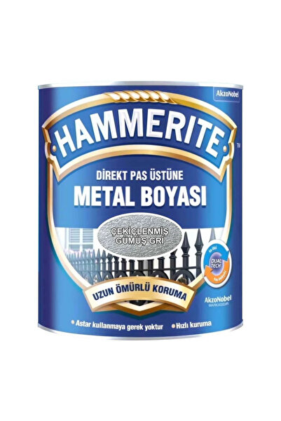 Marshall HAMMERİTE Direk Pas Üstüne Metal Boyası 1Kg Çekiçlenmiş Gümüş Gri-As...