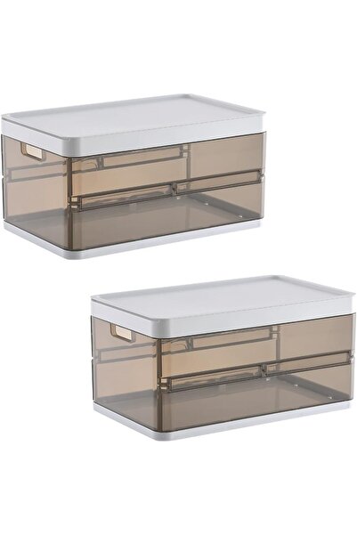 Arabest 2-Pack Stackable Plastic Storage Bins with Lid for Closet Organization