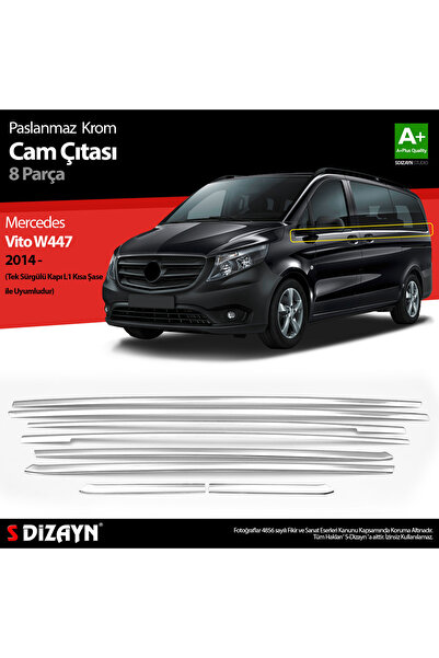 S Dizayn S-Dizayn Mercedes Vito W447 Krom Cam Alt Çıtaları 8 Prç. (Tek Sürgül...
