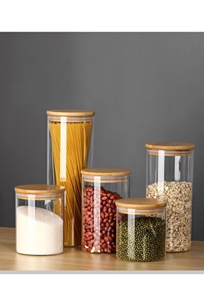 Arabest 5-Set Airtight Glass Food Storage Containers with Bamboo Lids for Kit...
