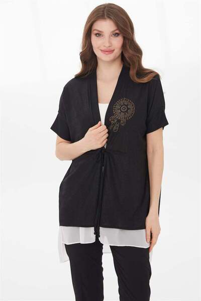 Desen Triko Ženska letnja jakna crna