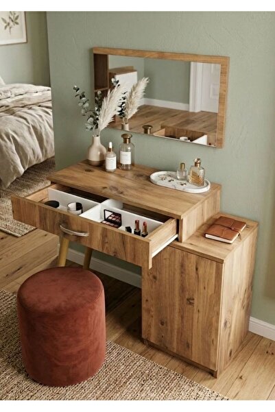 Bicabin London Novella Dolaplı Çekmeceli Aynalı Makyaj Masası/Dresuar -Atlant...