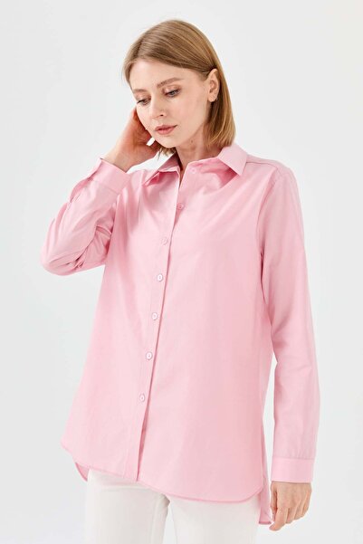 Desen Triko بودرة قميص طويل كوتون نسائي