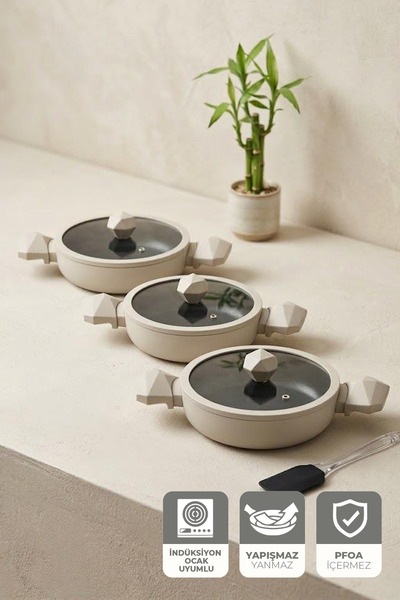 Kitchen Life Set de 6 piese Gigilli Gal Diamond Sahan, crem (cu spatulă din s...