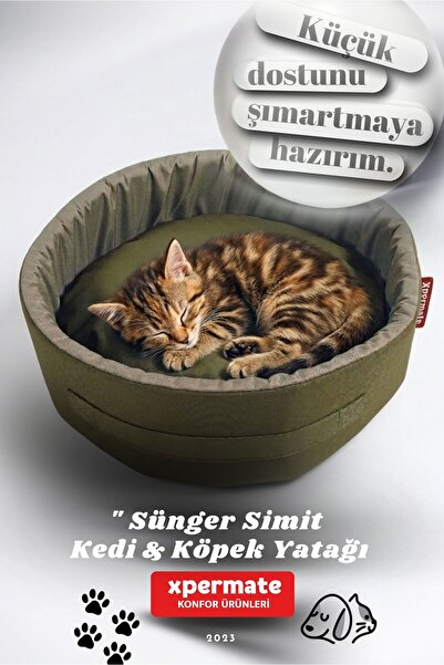 XPERMATE Köpek Yuvası Küçük Irk Köpek Yatağı Ve Kedi Yatağı Büyük Yeşil Gri S...