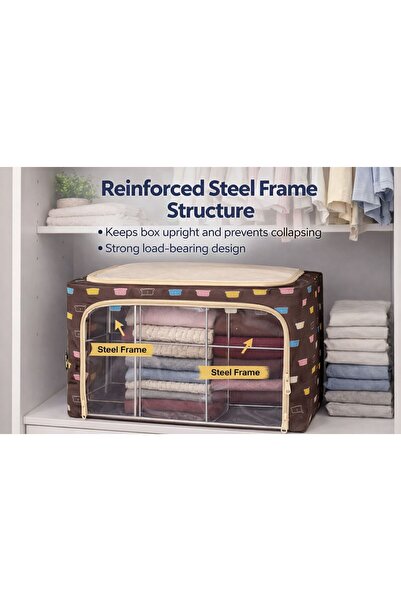Generic Foldable Clothes Storage Box with Steel Frame– Organizer - صندوق تخزين ملابس قابل للطي مع هيكل معدني