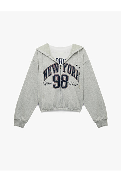 Koton Μακρυμάνικο φούτερ με με κουκούλα φερμουάρ Κοντό