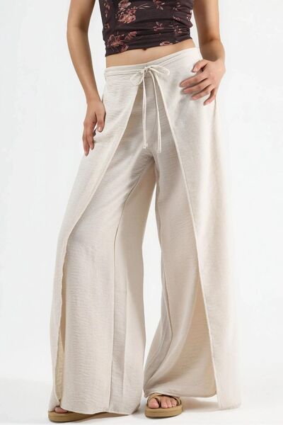 Hiccup Pantaloni din crep BUSEM cu talie cu șnur și noduri