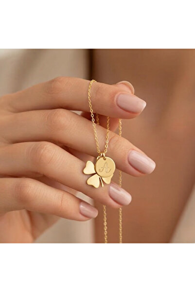 Soleildor 925 ayar Orijinal Gümüş Kişiye Özel Dört Yapraklı Yonca Harf Gümüş ...