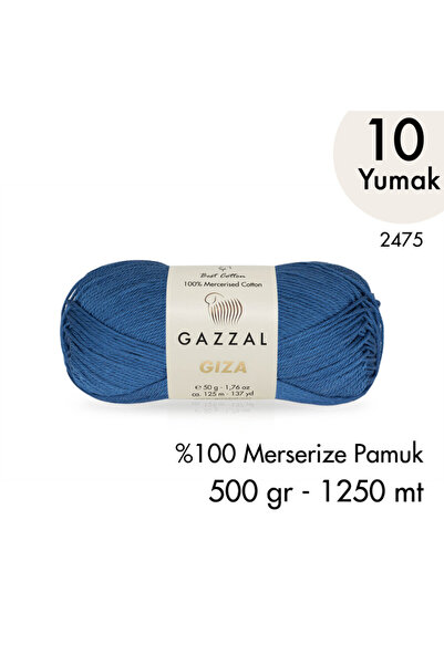 Gazzal Giza 2475 Merserize Pamuk El Örgü İpliği 500 gr