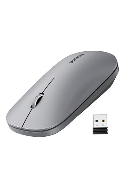 Ugreen 2.4Ghz Sessiz Tuşlu Kablosuz Optik Mouse, Gri, 90373