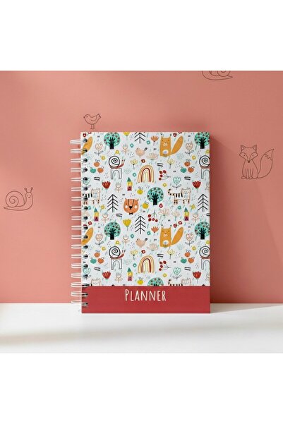 Lizy مفكرة فاخرة بدون تاريخ – غلاف صلب مقاس 17×24، حلزوني، 4 ألوان، مع ملصقات