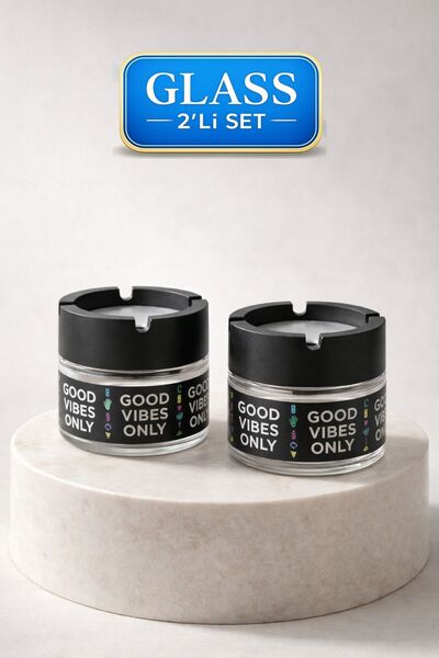 LE PARİS 2'li Set Kokusuz Cam Küllük - Good Vibes Only Baskılı Kapaklı Duman ...