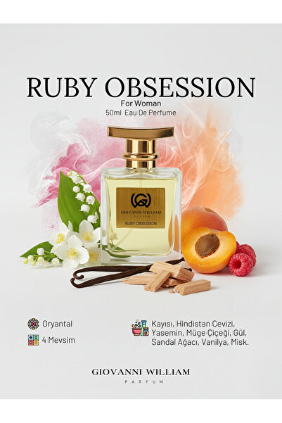 Giovanni William Ruby Obsession Kadın Parfüm | Sexy | Kayısı, Hindistan Ceviz...
