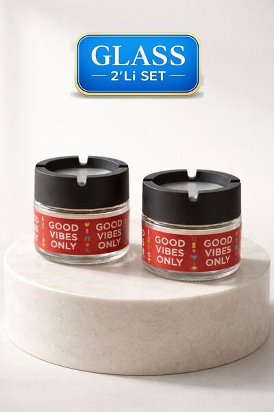 LE PARİS 2'li Set Kokusuz Cam Küllük - Good Vibes Only Baskılı Kapaklı Duman ...