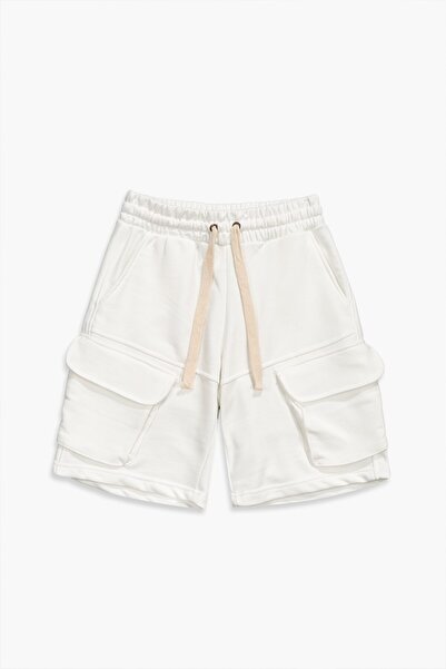 Plus Eighteen White Color Men's Multi Pocket Cargo Shorts