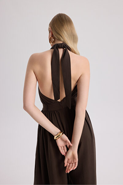 BOHEMAİ Lios Window Detail Brown Long Jumpsuit