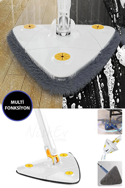 Genel Markalar Sihirli Teleskobik Hazneli Üçgen Mikrofiber Mop Paspas Islak K...