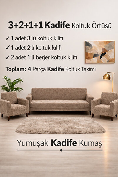 zerıf moda Kadife 3+2+1+1 Koltuk Örtüsü Takımı Esnek Lastikli Çekyat Kanepe K...