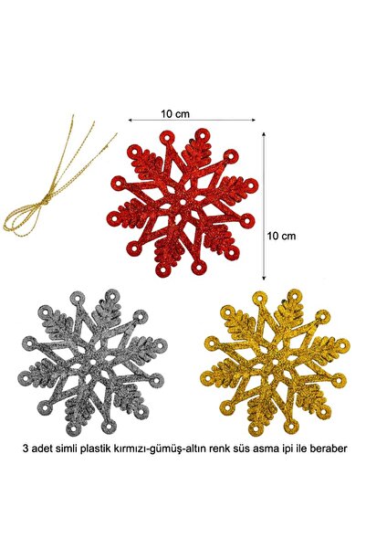 partidolu Ornament de Crăciun din plastic argintiu 3 culori Model fulg de zăp...