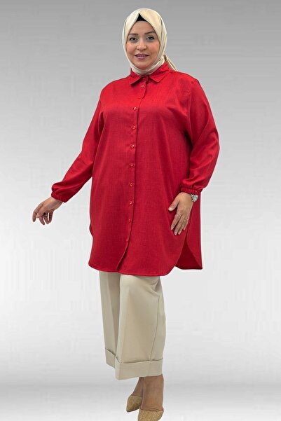 Eslina 58068 Büyük Beden Erkek Yakalı Gömlek - Kırmızı