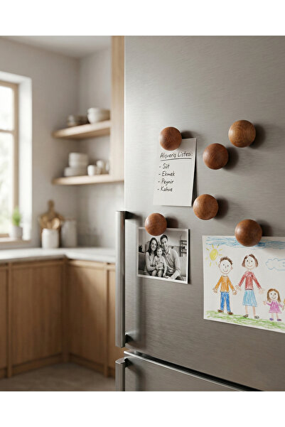 bevorev 12 ADET MIKNATISLI AHŞAP BUZDOLABI MAGNET SET