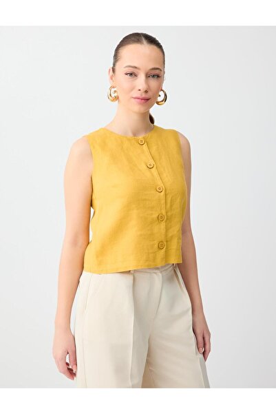 Jimmy Key Hardal %100 Keten Dar Kesim Dokuma Yelek