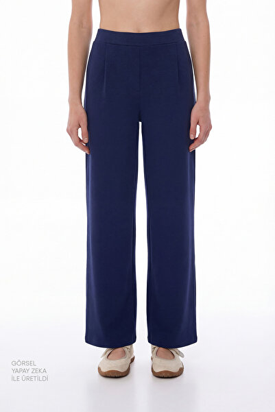 Penti Сині брюки з високою талією, широкими штанинами та складками