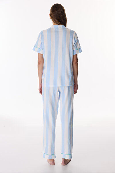 Penti Light Blue Dreamy Mood Cotton Piece Shirt and Pants Pajama Set