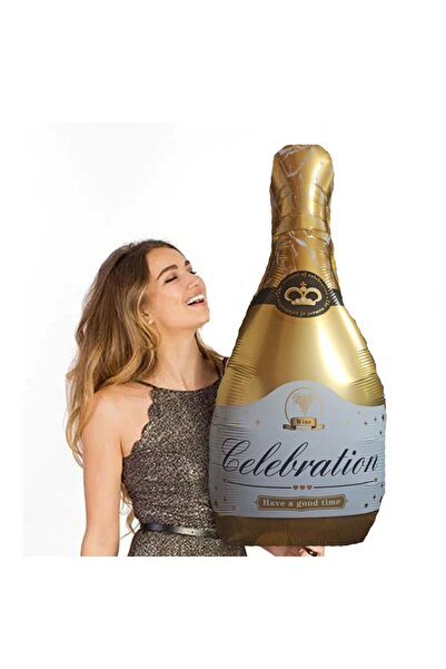 partidolu بالون فويل على شكل زجاجة شمبانيا للعروس مقاس 86 × 45 سم لون ذهبي قط...