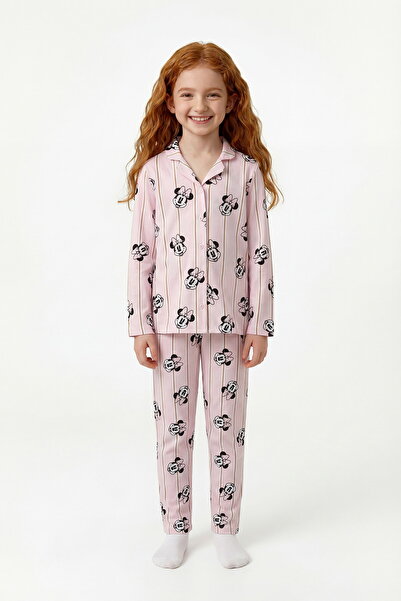 Penti Set de pijamale din bumbac, cu mâneci lungi și nasturi, pentru fete, ro...