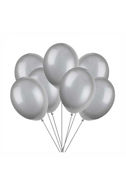 partidolu 25 Latex Balloons in Silver Metallic Solid Color Pearlescent.