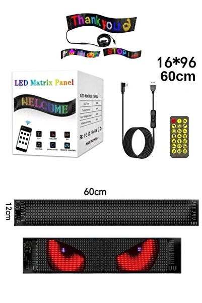 60 cm RGB Işıklı Dekoratif LED Panel 16x96 App ve Kumanda Kontrollü Kişiselleştirilebilir