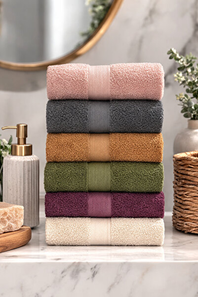 Cotton 6'lı %100 Pamuklu Havlu Seti 50x90 El ve Yüz Havlusu