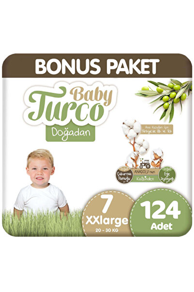 Baby Turco Doğadan Bebek Bezi 7 Numara Xxlarge Ekonomik Paket 124 Adet