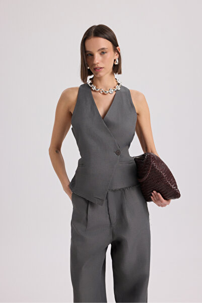 BOHEMAİ Nagmetah Anthracite Vest Trousers Suit with Back Window