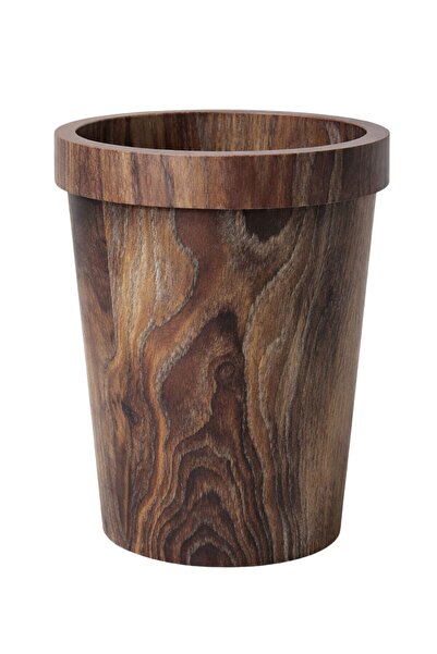 TSUMAB سلة مهملات دائرية بتصميم خشبي سعة 13 لترًا - سلة مهملات بلاستيكية عصري...