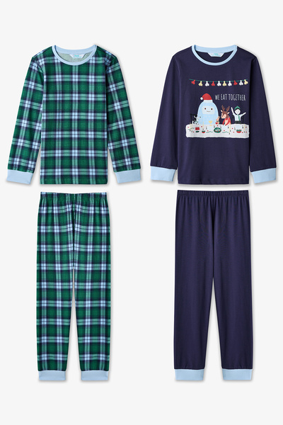 Penti Erkek ÇocukTogether Ekoseli Uzun Kollu Pamuklu 2li Pijama Takımı