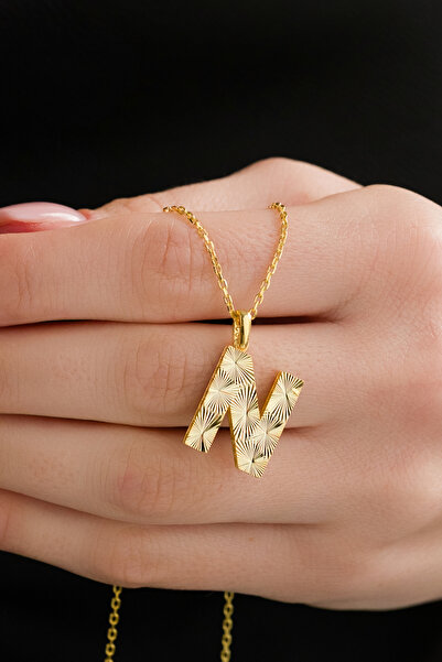 AcestesDesign 925 Ayar Gümüş N Harf Kolye A & Z Harfi 50 cm Zincirli Lazer Ka...