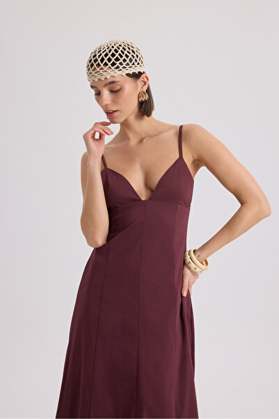 BOHEMAİ Onella Strappy Claret Red Μακρύ Φόρεμα