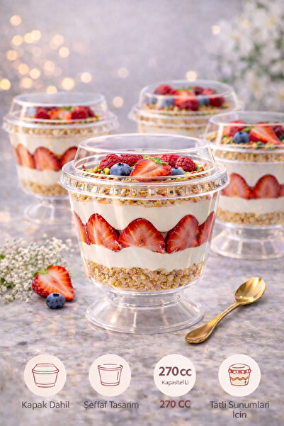 Pointpack 25'li Papatya Desenli Magnolia Kabı 270 cc – Şeffaf Ayaklı Kapaklı ...