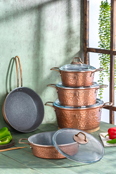 parlahome طقم أواني طهي مكون من 9 قطع من سلسلة النحاس البلاتينية C-1020، جران...