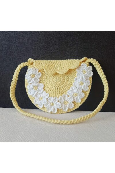 Haziran Aksesuar Sarı Renk Çiçekli, Mıknatıslı Kapama Kız Çocuk Çantası