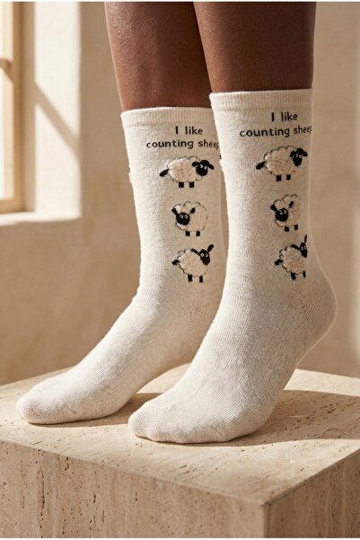 Katia&Bony Дамски чорапи с ламбо принт, цвят екрю