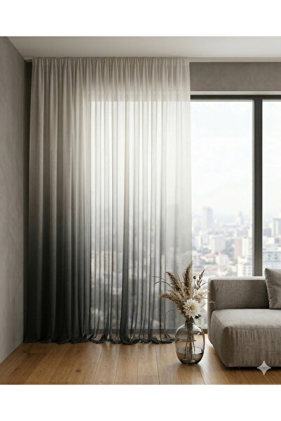 Miabella Home Perdele din tul degradat 350x270 cm |   Gri deschis – Gri închi...