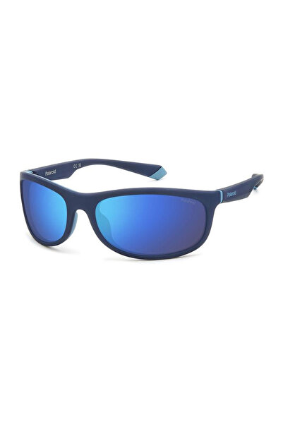 Polaroid PLD 2154/S FLL/5X Men's Polarized Sunglasses, Blue, Rectangular, 64 mm